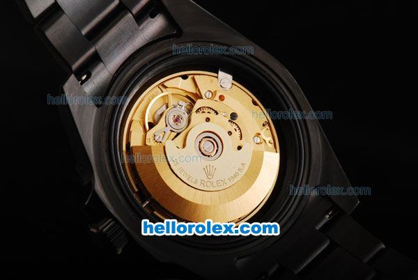 Rolex Submariner Swiss ETA 2836 Automaic Movement Full PVD with White Markers and Black Dial - Click Image to Close